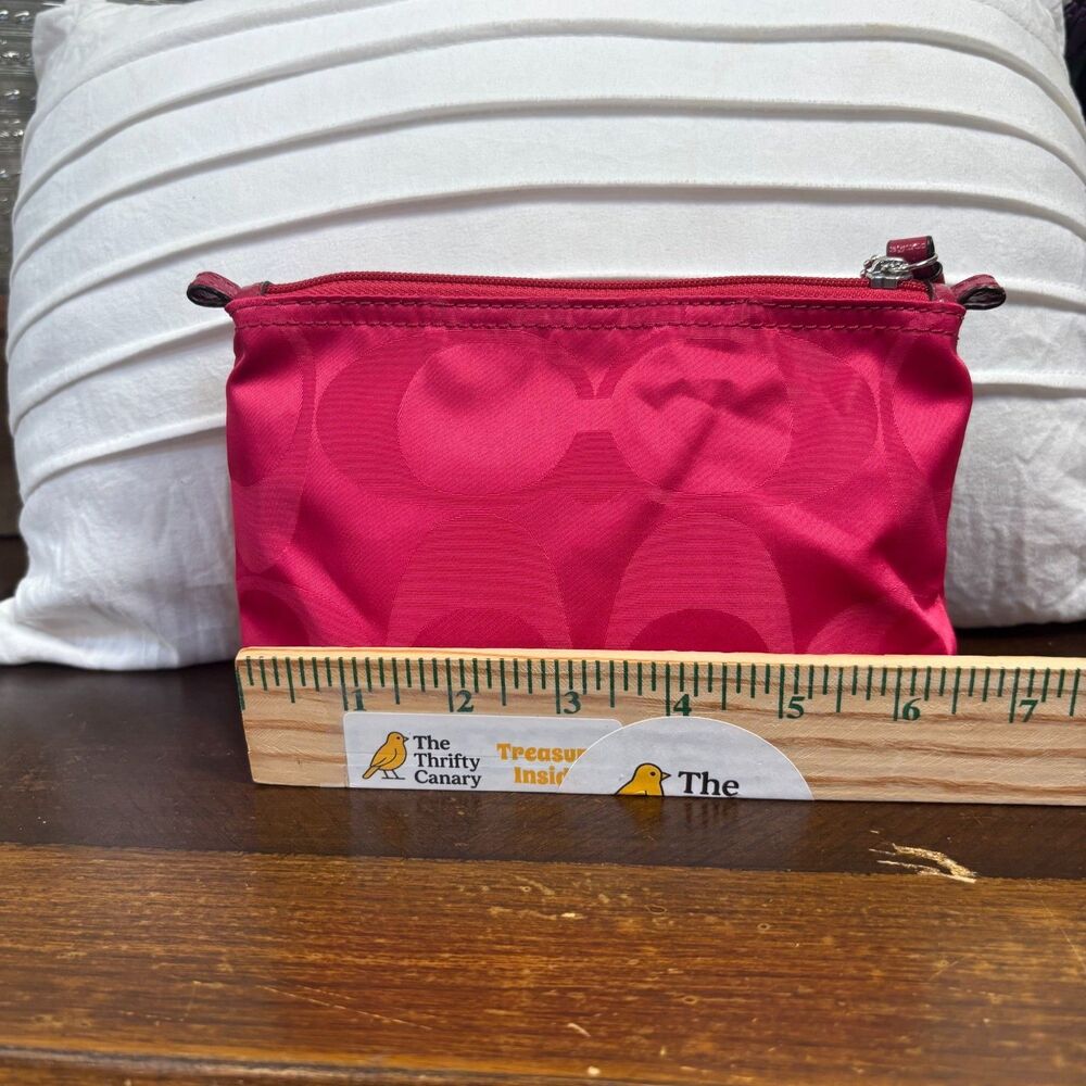 Coach Signature C Pink Nylon Cosmetic Bag Pouch Zip T… - Gem